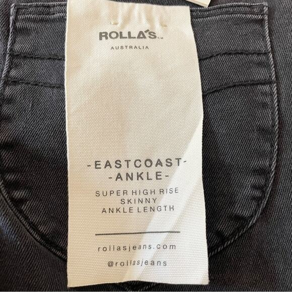 ROLLAS Eastcoast Ankle Skinny Jeans in Amphlett Black High Rise Stretch 26 NEW - Picture 6 of 10